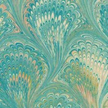 Hand Marbled Paper Peacock Pattern in Greens ~ Berretti Marbled Arts